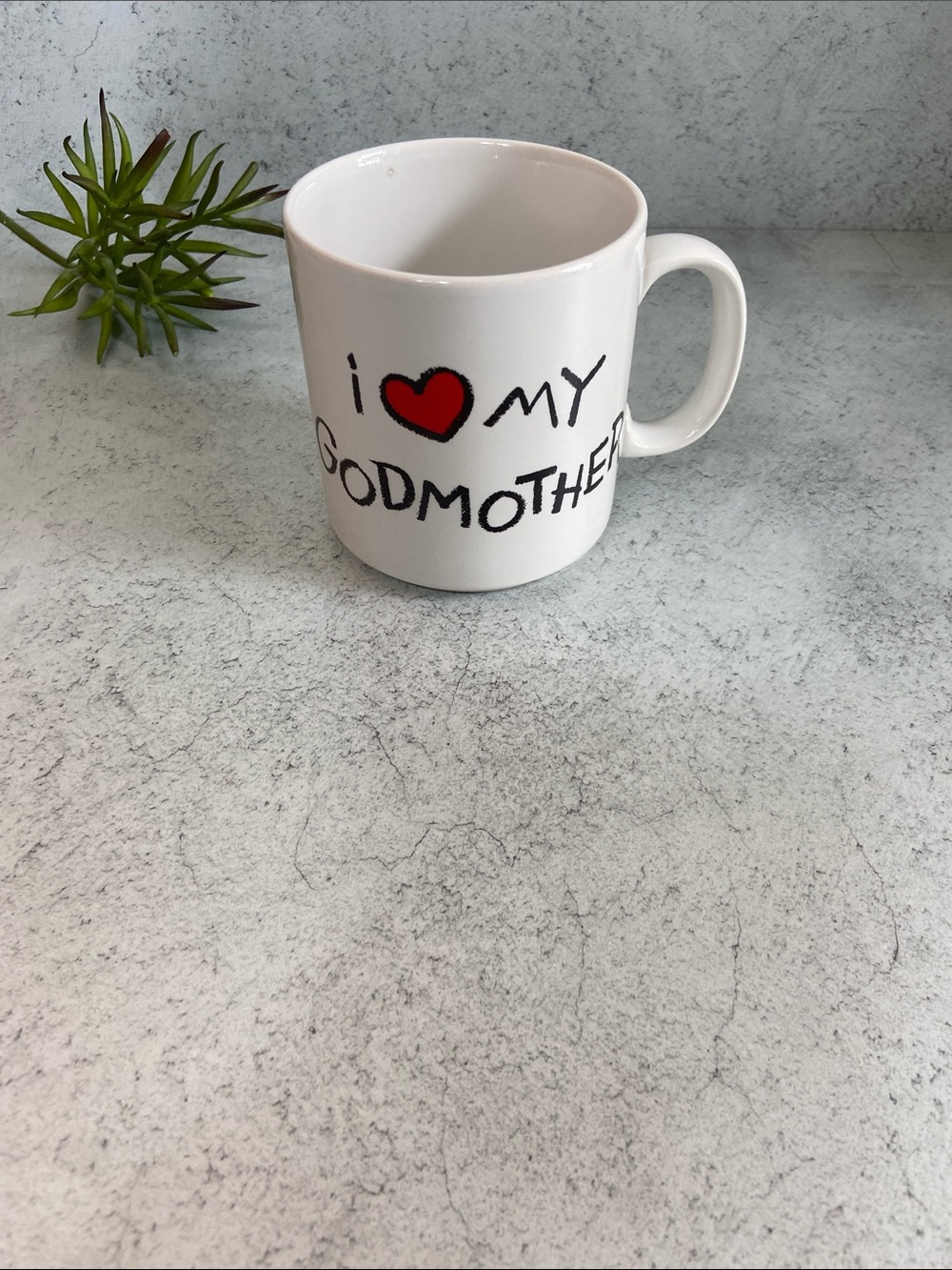 Vintage Russ I Love My Godmother Coffee Mug Korea Gift Cup White Ceramic Decor